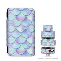 IT'S A SKIN Decal Vinyl Wrap for VooPoo Drag Mini & UForce T2 Tank Vape Sticker Sleeve Cover/Mermaid Scales Blue Pink