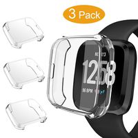 GHIJKL 3 Packs Screen Protector Compatible Fitbit Versa Lite Edition, Ultra Slim Soft Full Cover Case for Fitbit Versa Lite Edition (Versa Lite: Clear, Clear, Clear)