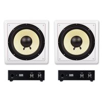 Acoustic Audio HD-S10 in Wall 10" Home Theater Passive Subwoofers 2 Speaker and 2 Amplifier Set