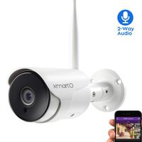 xmartO XMARTO 1080P Full HD Wireless Security Camera, Two-Way Audio, WiFi IP Home Surveillance Bullet Camera with Night Vision, Remote Access, IP65 Weather-Resistant, Motion Detection Alert