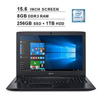 2019 Acer Aspire E5 15.6 Inch FHD Laptop (8th Gen Intel Core i3-8130U up to 3.4 GHz, 8GB RAM, 256GB SSD (Boot) + 1TB HDD, Intel UHD 620, DVD, WiFi, Bluetooth, HDMI, Windows 10 Home)