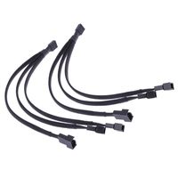 WinnerEco 4 pin PWM Fan Cable 1 to 3 Ways Splitter Black Sleeved Extension Cable