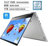 Lenovo Yoga 2-in-1 13.3" Full HD IPS Touchscreen Laptop, Intel Core i5-8250U, 8GB RAM, 1TB PCIe SSD, Backlit Keyboard, Fingerprint Reader, 802.11ac, Bluetooth 4.1, Windows 10 Home, Platinum Silver
