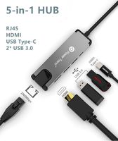 USB C HUB Ethernet Adapter- Power Trend 5 in 1 USB 3.1 Type C 4K HDMI Multiport Adaptor, 2 USB3.0 Ports, 60W PD Power Delivery for MacBook Pro/Chromebook Pixel/Dell XPS/Samsung Galaxy S9/S8