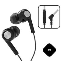 BYZ Earphones with Mic, Premium Quality Earbuds Compatible with Phone 6s, 6, 6 Plus, 5s, 5, Pad Pro, Pod Touch, Android Phones, Wired Earbuds with Microphone (SE378-BLACK)