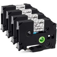 4-Pack Replace TZe-231 TZe-131 TZe Laminated Tapes 12mm 0.47 Inch Black on White/Clear Label Tape Compatible with Brother P-Touch Label Makers PTD210 D400 D600, 8M 26.2Feet