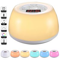 Wake Up Alarm Clock Sleep Aid Night Light with Bluetooth Speaker, Sunset Fading, Smart Wake Up Sleep Aid Night Light and Digital Alarm Clock, 8 Natural Sound Snooze for Kids Adults Bedrooms