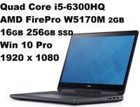 Dell Precision PM7510 15.6-Inch Workstation (Intel Quad Core i5-6300HQ, 256GB SSD, 16GB, 1920x1080, FHD AMD FirePro W5 170 2GB Graphics Windows 10 Pro) (Renewed)