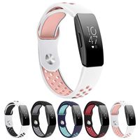 Silicone Sport Bands Compatible with Fitbit Inspire & Inspire HR, Soft Breathable Replacement Wristbands Accessories Air Holes for Women Men (5.5" - 7" White Pink)