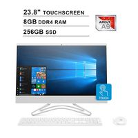 HP 2019 Pavilion 23.8 Inch FHD Touchscreen All-in-One Desktop (AMD A9-9425 3.70 GHz, 8GB DDR4 RAM, 256GB SSD, AMD Radeon R5, DVD, Windows 10, White) (Renewed)