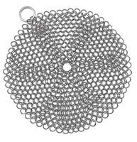 FENFEN Stainless Steel Cast Iron Skillet Cleaner Chainmail Cleaning Scrubber for Cast Iron Pre-Seasoned Pan Griddle Pans BBQ Grills(7 inch Round)