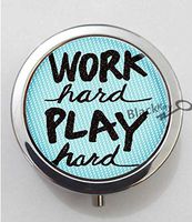 BlackKey Work Hard Play Hard 3-Compartment Decorative Pocket Gift Box Case Organizer for Pill, Color 1 -834