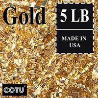 5 LB Premium Gold Metallic Crinkle Shred Gift Basket Shred Crinkle Paper Filler Bedding by COTU (80 oz)