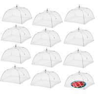 Simply Genius (12 pack) Large and Tall 17x17 Pop-Up Mesh Food Covers Tent Umbrella for Outdoors, Screen Tents, Parties Picnics, BBQs, Reusable and Collapsible