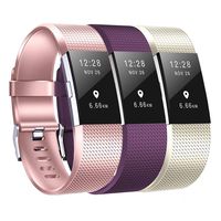 Compatible Fitbit Charge 2 Bands 3pcs Charge 2 Replacement Bands Adjustable Accessory Wristbands for Fitbit Charge 2 Rose Gold/Purple/Champagne Gold Small