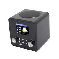 ahiya Radio Internet Mini Stereo Smart Speaker Weather Forecast MP3 USB Port Multi Language Sleep Timer Time Date Display Global Local Station Music Receiver 2.4" LCD Screen Headphone Socket Black