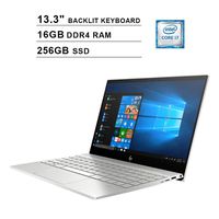 HP Envy 13.3-Inch 4K IPS Touchscreen Laptop, Intel Quad Core i7-8565U up to 4.6 GHz, NVIDIA GeForce MX250, 16GB DDR4 RAM, 256GB PCle SSD, HDMI, WiFi, Bluetooth, Backlit KB, Windows 10 Home