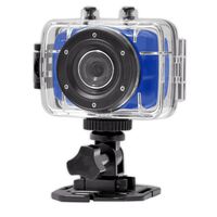 Mini HD Sports Action Camera - Camcorder w/ 5.0 MP Cam, 2" Touch Screen, USB SD Card, Rechargeable Battery - IPX8 Waterproof Case Bike Handle bar, Helmet Mount, Car Charger - Pyle GDV123BL (Blue)