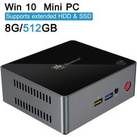 Mini PC Windows 10 Pro, Beelink J45 Intel Apollo Lake J4205 Processor 8GB / 512GB M.2 SSD, Supports 2.5'' HDD & SSD/4K/Dual HDMI/Dual WiFi/Gigabit Ethernet/Fan