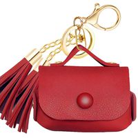 JuQBanke Leather AirPods Pro Case, Protective Cover Compatible for Apple AirPods 3 Wireless Charging Case Headphones EarPods, Ultra-Thin Soft Designer Leather Cover with Keychain Hook, Red