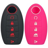Coolbestda 2Pcs Rubbber 5 Buttons Smart Key Fob Cover Case Remote Protector Skin Glove for 2017 2018 2019 Nissan Armada Rogue Maxima Altima Sedan Pathfinder