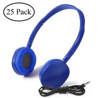 Wholesale Bulk Headphone Earphone Earbud - Kaysent(KHP0-25DBlue) 25 Pack Wholesale Dark Blue Headphone for School, Classroom, Airplane, Hospiital, Students,Kids and Adults