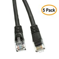 10 FT (3M) Cat5e Networking Ethernet UTP Patch Cable, 350Mhz, (10 Feet/3 Meters) Cat 5e Snagless Molded Boot Cable for PC / Router / PS4 / XBOX / Modem Black ED895312 (5 Pack)