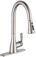 AguaStella AS98BN Brushed Nickel Kitchen Sink Faucet with Pull Down Sprayer Single Handle with Deck Plate