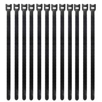 Eowpower 50 Pcs Black 12 x 1/2 inch Reusable Cable Ties Microfiber Cloth Hook and Loop Cable Straps Network Wire Management Organizer