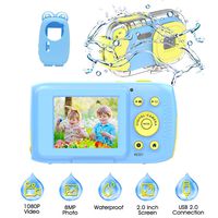 Kids Camera, Kids Waterproof Digital Cameras for Kids 1080P 8MP 2.0 Inch Large Screen with Silicone Protective Case