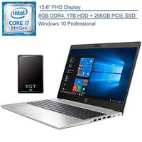 2019 HP ProBook 450 G6 15.6" FHD Business Laptop Computer, 8th Gen Intel Quad-Core i7-8565U up to 4.6GHz, 8GB DDR4, 1TB HDD + 256GB PCIe SSD, Windows 10 Professional + EST 500GB External Hard Drive