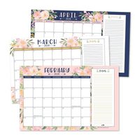 Navy Floral 2020-2021 Large Monthly Desk or Wall Calendar Planner, Big Giant Planning Blotter Pad, 18 Month Academic Desktop, Hanging 2-Year Date Notepad Teacher, Family Home or Business Office 11x17"