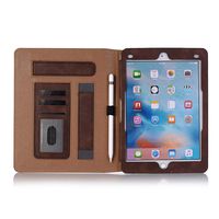 2018 iPad 9.7 Case, YiMiky PU Leather Case Smart Stand Cover Slim Fit Cover with Card Slot and Hand Strap for iPad Air/iPad Air 2/ iPad Pro 9.7/2017 New iPad/ 2018 New iPad - Dark Brown