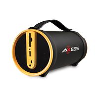 AXESS SPBT1033 Portable Bluetooth Indoor/Outdoor 2.1 Hi-Fi Cylinder Loud Speaker with Built-In 4" Sub and FM Radio, SD Card, USB, AUX Inputs in Yellow