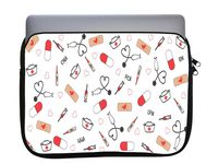 Cute Medical Stethoscope and Bandaids 11x14 inch Neoprene Zippered Laptop Sleeve Bag by Sorem Designs for MacBook or Any Other Laptop