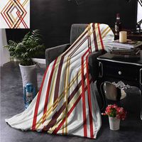 PCNBDJC Warm Blanket Modern Retro Style Diamond Like Border Line Geometrical Artwork Design Machine Washable W54 x L84 Inch Ruby Caramel Brown and Tan