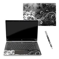 MightySkins Skin Compatible with HP Pavilion x360 14" (2018) - Black Flourish | Protective, Durable, and Unique Vinyl Decal wrap Cover | Easy to Apply, Remove, and Change Styles | Made in The USA