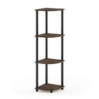 Furinno Turn-N-Tube 4-Tier Corner Display Rack Multipurpose Shelving Unit, Columbia Walnut/Black