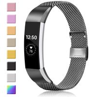Meliya Replacement Metal Bands Compatible with Fitbit Alta/Fitbit Alta HR, Stainless Steel Metal Replacement Wristbands for Women Men (Small, 02 Black)