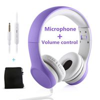 Kids Headphones Volume Limiting Yusonic Ear Foldable Small Kid Headphones Toddlers headsets for School Boys Girls Children ipad Compatible （Purple）