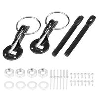 Acouto Stainless Steel Universal Racing Sport Bonnet Hood Pins Lock Latch Kit for Racing Sport Car(Black)