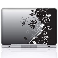 Meffort Inc 14 Inch Laptop Notebook Skin Sticker Cover Art Decal (Included 2 Wrist pad) - Gray Black Swirl Design