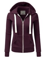 Doublju Lightweight Thin Zip-Up Hoodie Jacket for Women with Plus Size Plum Medium