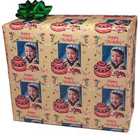 Birthday Custom Gift Wrap | Personalized Photo Gift Wrapping Paper (10 Foot Roll, Cake and Candy)