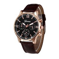 Quaanti Business Style Black Dial Watches Mens Luxury Brand Retro Design Leather Strap Analog Quartz Wrist Watch Sport Clock Relogio (Brown)