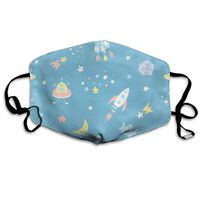 YUIOP Space Cartoon UFO Moon Planets Printed Mask Neutral Mask for Men and Women Polyester Dust-Proof Breathable Mask