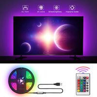 USB LED Light Strip TV Backlight for 32-60 Inch TV LED Bias Lighting, Mood Lighting Decoration for Home Theater, Gaming Room, Man Cave, 16 Colors, 4 Modes, 8.2ft