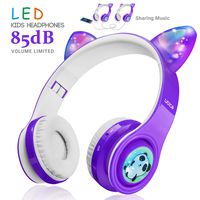 Kids Wireless Bluetooth Headphones-WOICE, LED Flashing Lights, Music Sharing Function, Long Lasting Battery and 85db Volume Limited WOICE Children Bluetooth Headphones for Boys Girls (Purple)