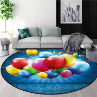 RUGSMAT Birthday Washable Creative Modern Round Rug,Vibrant Colored Balloons Non-Slip No-Shedding Bedroom Soft Floor Mat Round-63