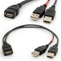 USB Cable Y Splitter USB 2.0 Power Enhancer Hub Adapter Data Charger Cable Extension Code Type a 30cm (1 Female to 2 Male)
